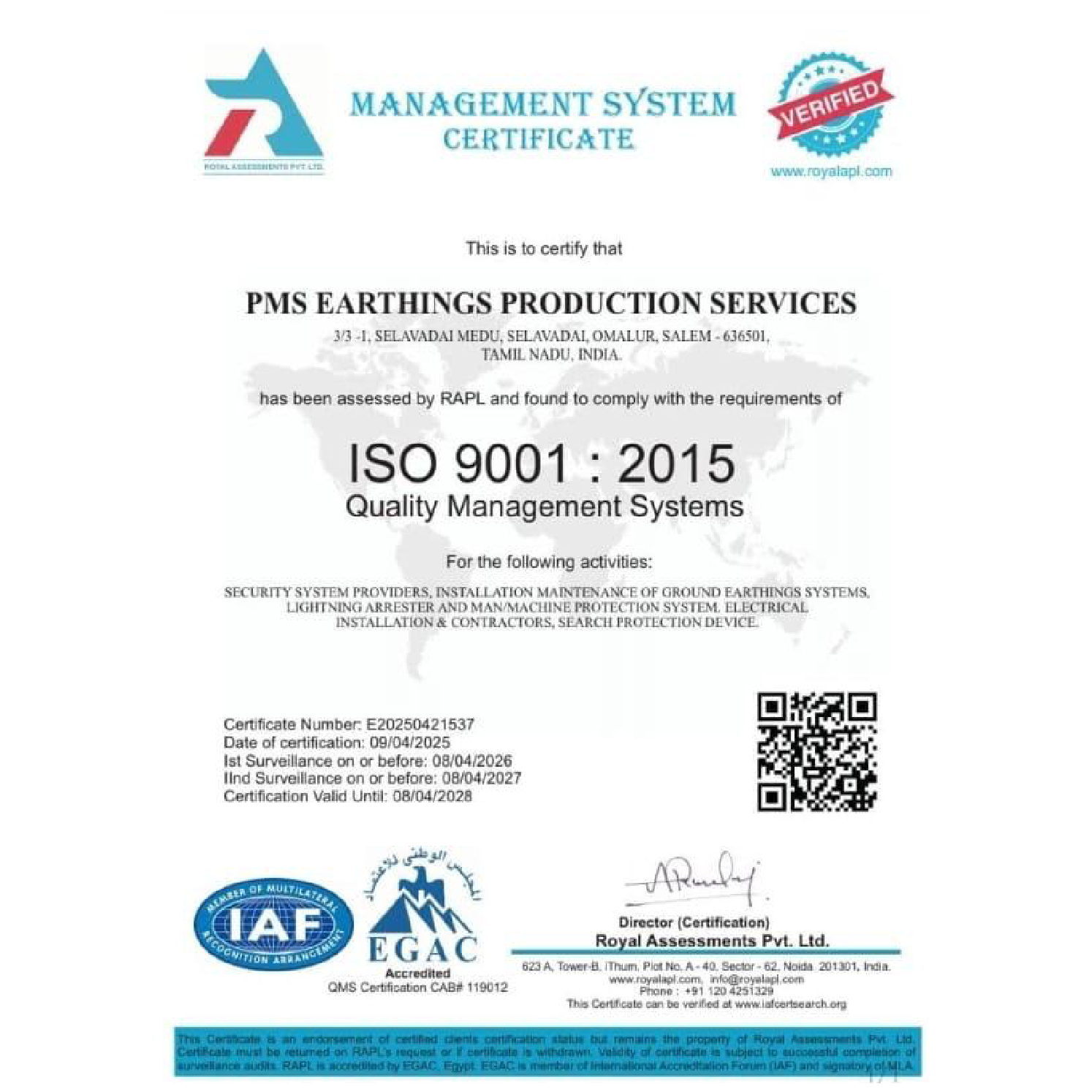 PMS ISO 9001:2015 Certification